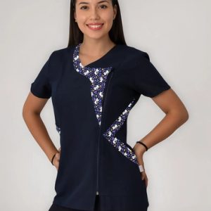 Delantal Profesora Educadora Modelo Bianca Azul Marino S
