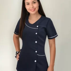 Delantal Profesora Educadora Modelo Aryhana Azul Marino Xs