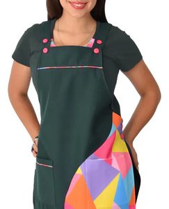 Pechera Jardinera De Educadora Modelo Diamante Verde Botella M
