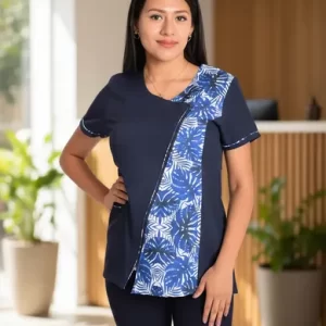 Delantal Profesora Educadora Modelo Natura Azul Marino S