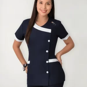 Delantal Profesora Educadora Modelo Sarah Azul Marino L