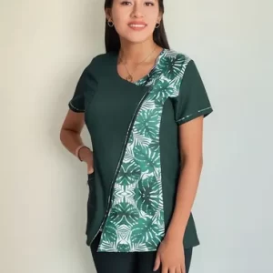 Delantal Profesora Educadora Modelo Natura Verde Oscuro S