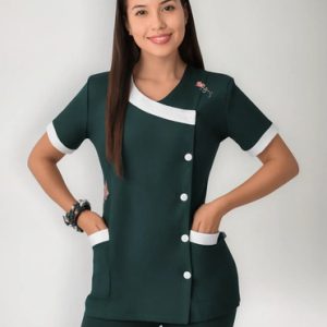 Delantal Profesora Educadora Modelo Sarah Verde Botella S