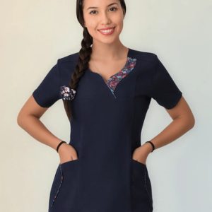 Delantal Profesora Educadora Modelo Corazon Azul Marino Xxl